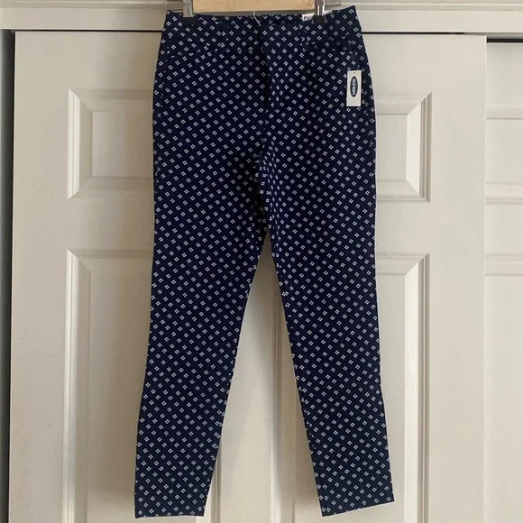 OLD NAVY Pixie High Rise Pants Size 4 NWT Secret-Slim Pockets Cotton Blend Navy - Picture 1 of 15
